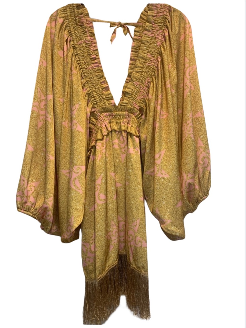 Mar a Mar Conchita Gold Boho Fringe Short Dress Size XS retail $220 - Picture 4 of 5